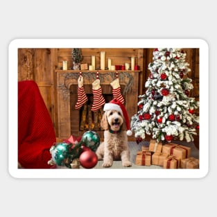 Goldendoodle/Labradoodle Christmas Scene Sticker